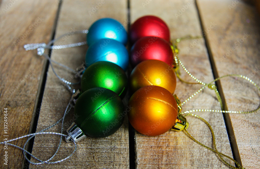 Christmas decorations on a wooden table 10 Christmas decorations on a wooden table 10