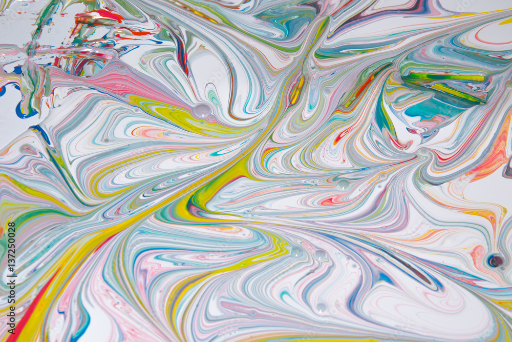 Naklejka premium Smeared paint, paint spots, mixing, latex paint, paint drops, stains