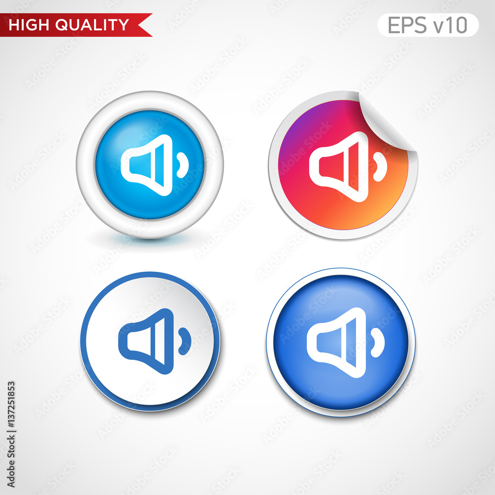 Speaker icon. Button with speaker icon. Modern UI vector. Speaker icon. Button with speaker icon. Modern UI vector.