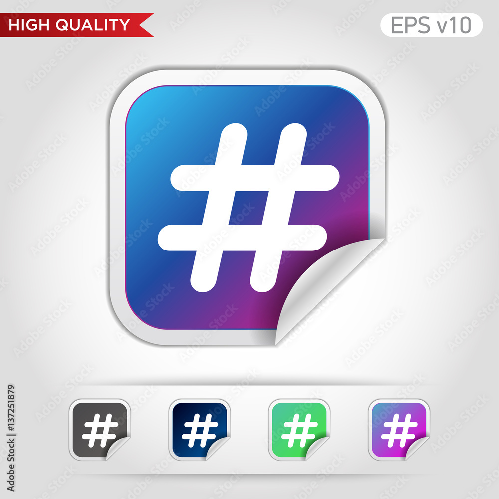 Obraz premium Octothorpe icon. Button with octothorpe icon. Modern UI vector.