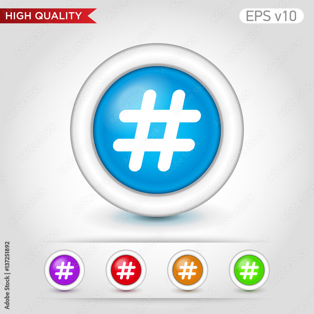 Obraz premium Octothorpe icon. Button with octothorpe icon. Modern UI vector.