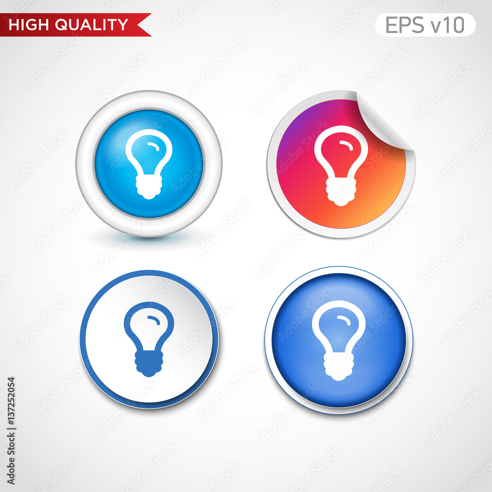 Light bulb icon. Button with light bulb icon. Modern UI vector.
