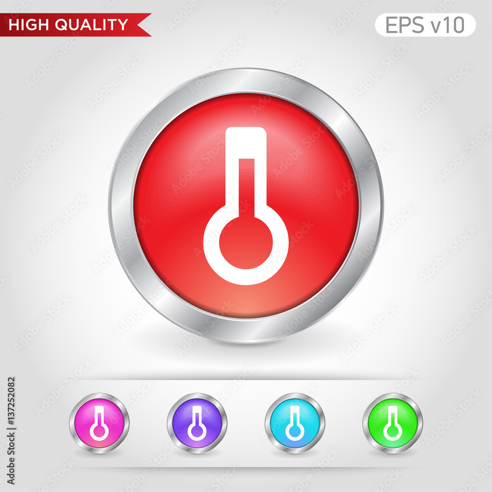 Thermometer icon. Button with thermometer icon. Modern UI vector. Thermometer icon. Button with thermometer icon. Modern UI vector.