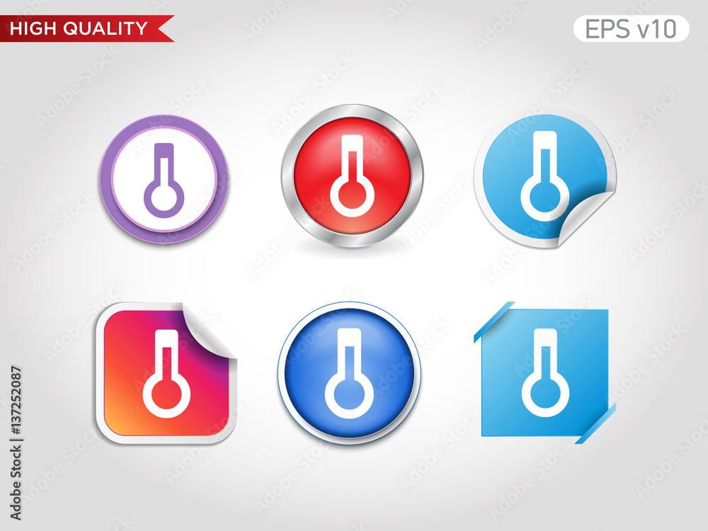 Thermometer icon. Button with thermometer icon. Modern UI vector. Thermometer icon. Button with thermometer icon. Modern UI vector.