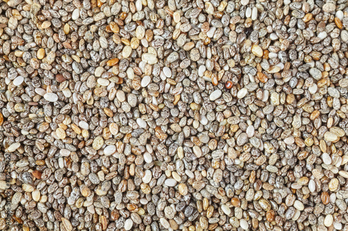 Extreme close up picture of chia seeds, food rich in omega-3 fatty acids.
