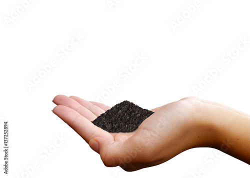 Hand holding soil/earth