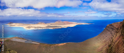 Lanzarorte island - Impressive panorama from Mirador del Rio for island Graziosa. Canary islands