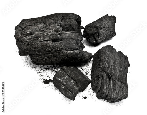 Foto Piece of fractured wood coal