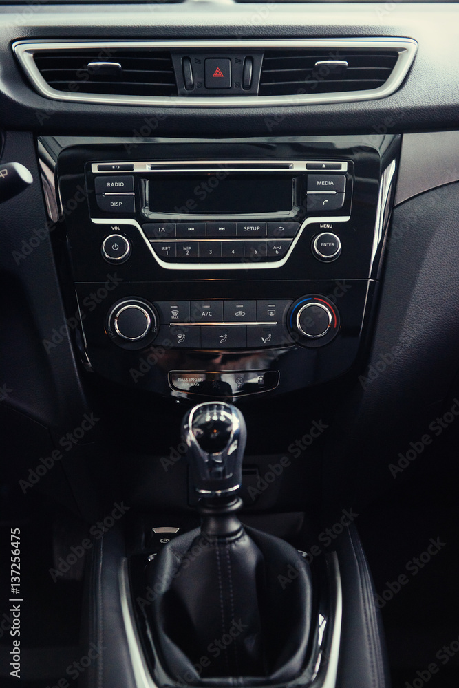 manual shift of modern car gear shifter.