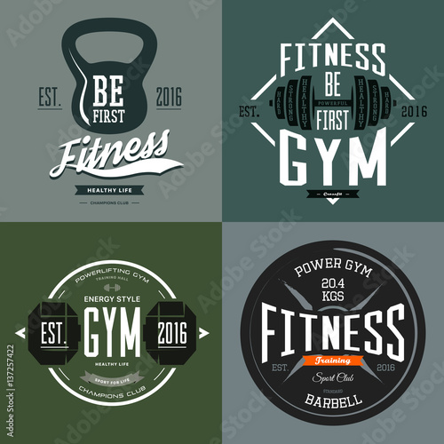 Dumbbell and barbell, poise and rod sport signs