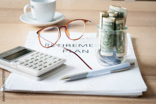 saving money for retirement plan finance concept