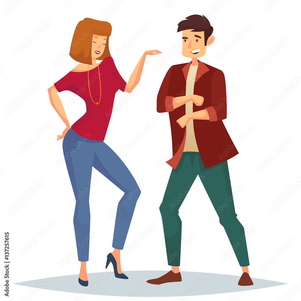 Woman and man dancing on dance floor at disco