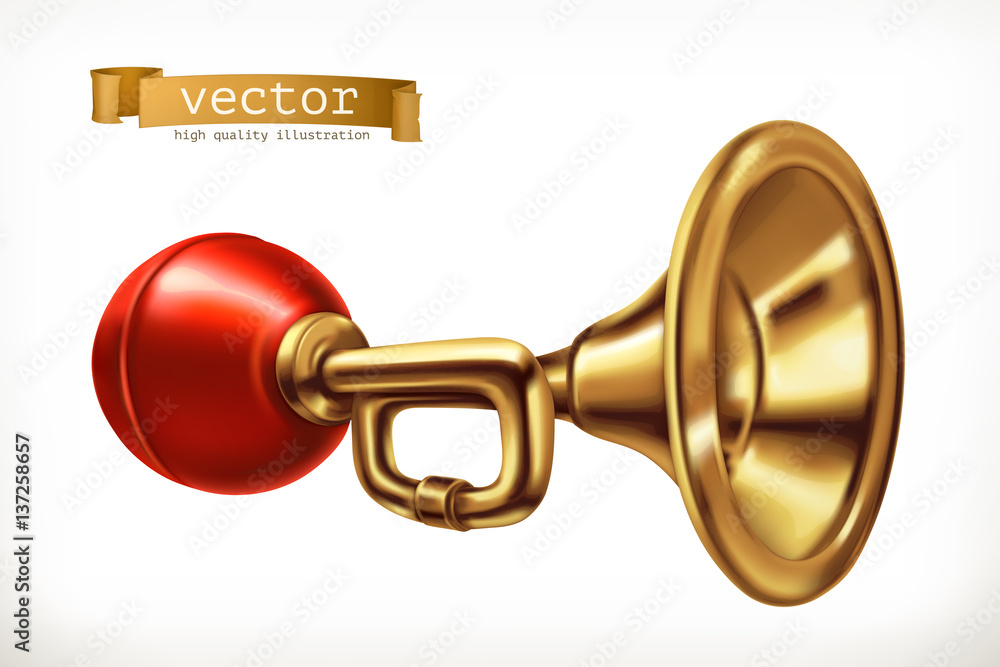 Vehicle horn. 3d vector icon