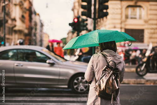 Photography Rome city life in a rainy day