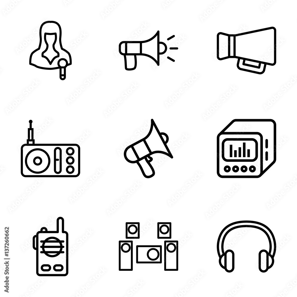 Set of 9 speaker outline icons Set of 9 speaker outline icons