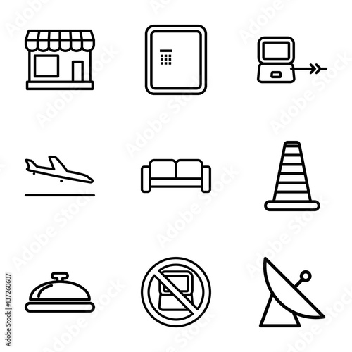 Set of 9 Airport outline icons