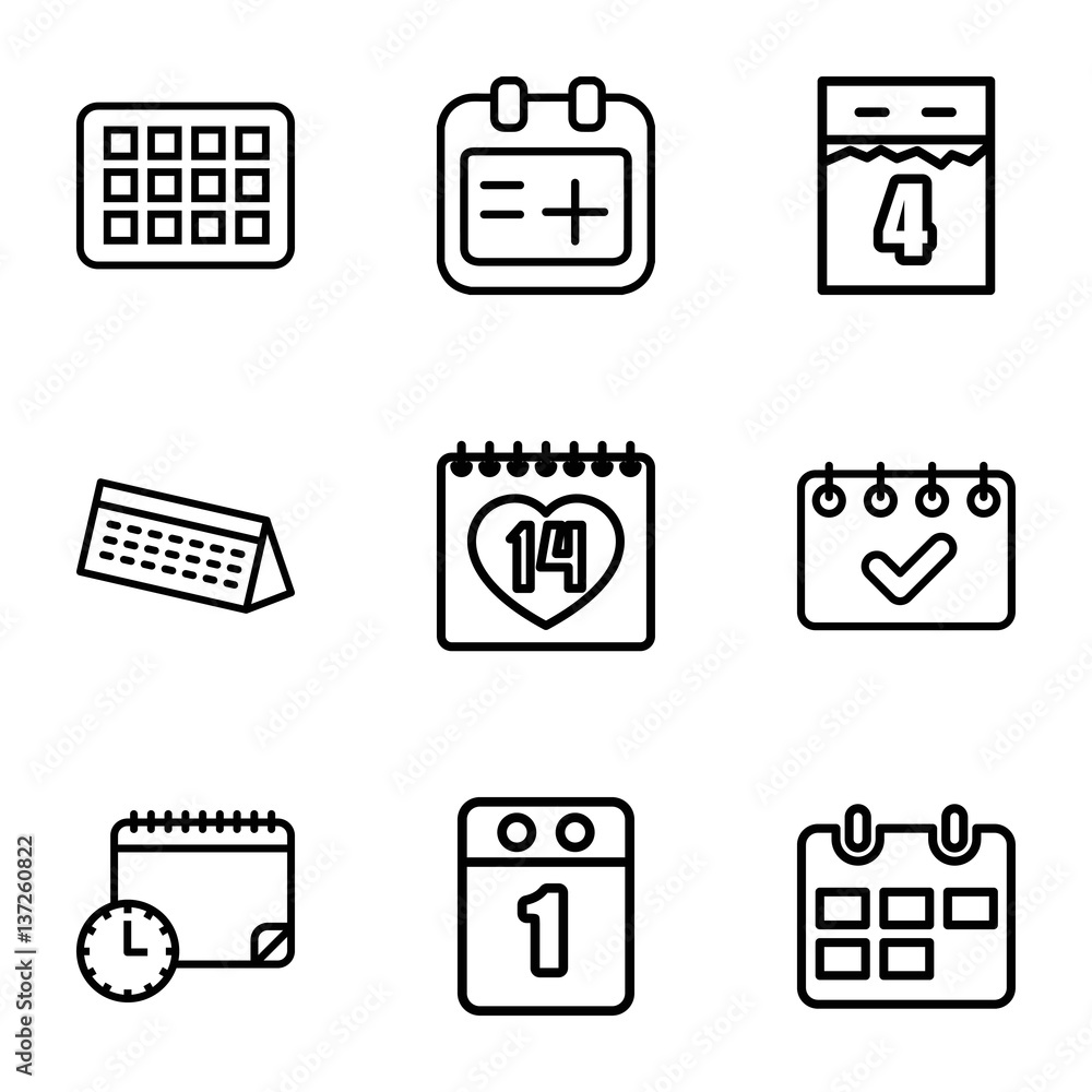 Set of 9 appointment outline icons Set of 9 appointment outline icons