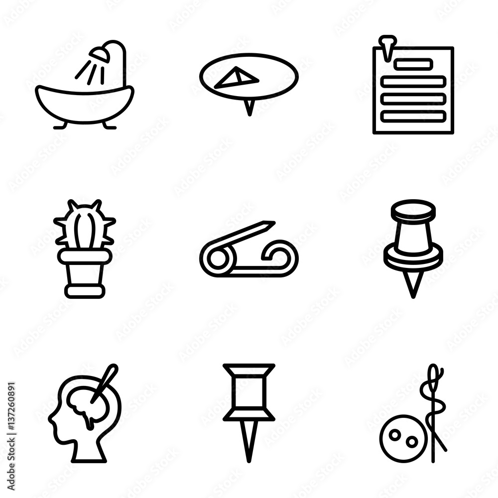Set of 9 needle outline icons Set of 9 needle outline icons