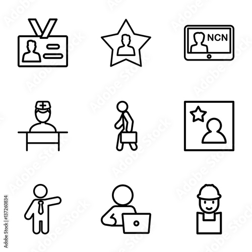 Set of 9 employee outline icons