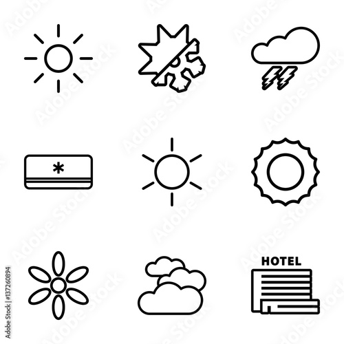 Set of 9 weather outline icons