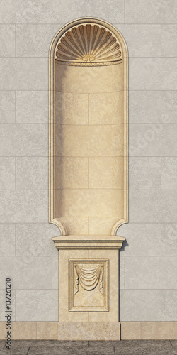 niche in the classical style. 3d render