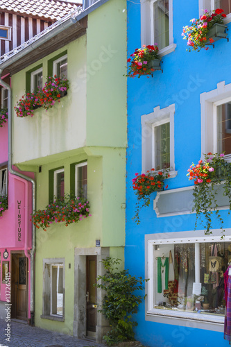 Colorful houses in the Old Town, Lindau,  Swabia, Bavaria, Germany, Europe © pwmotion