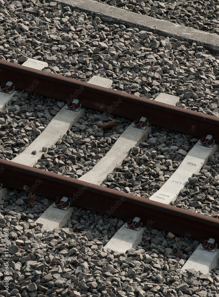 Unique and abstract view of railroad tracks Unique and abstract view of railroad tracks