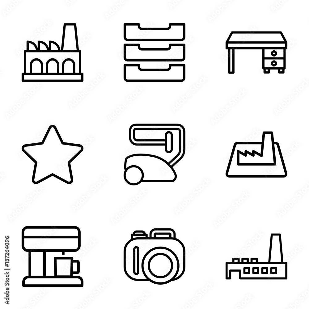 Set of 9 contemporary outline icons Set of 9 contemporary outline icons