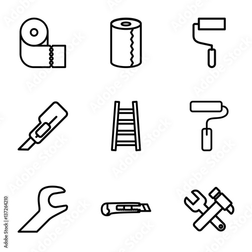 Set of 9 utility outline icons