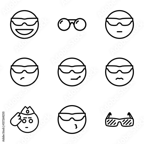 Set of 9 sunglasses outline icons