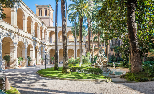 Cloister in Palazzetto Venezia in a sunny morning, Rome