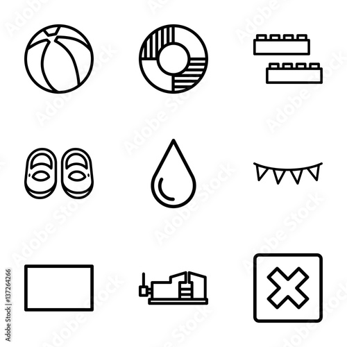 Set of 9 red outline icons