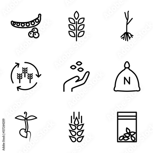 Set of 9 seed outline icons