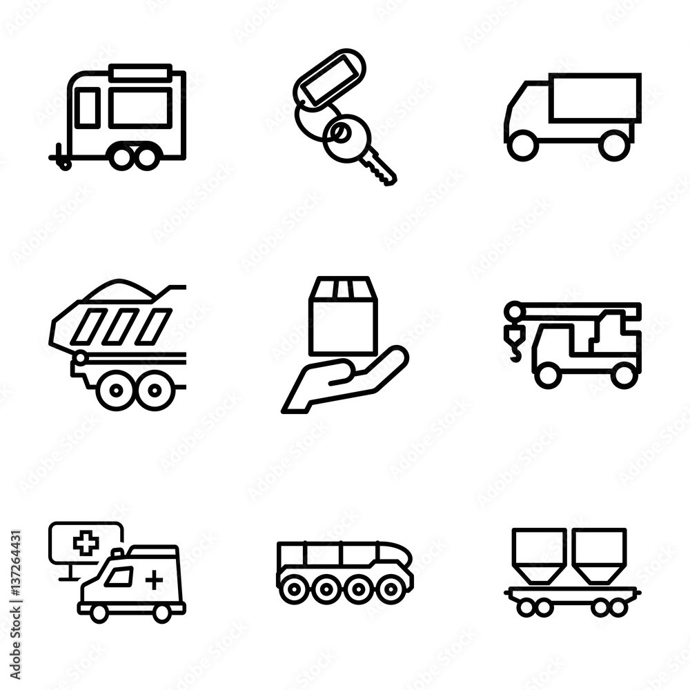 Set of 9 car outline icons Set of 9 car outline icons