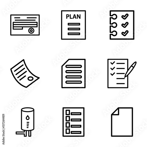 Set of 9 note outline icons