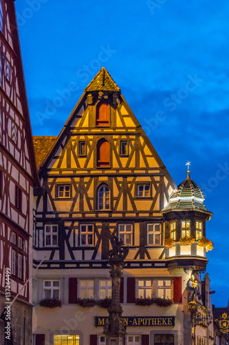 Market square, Fountain of St. George, Marien-Apotheke, Rothenburg ob der Tauber, Romantic Road, Bavaria, Germany, Europe photo