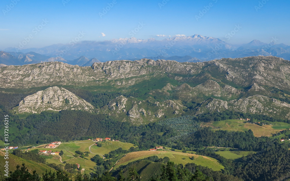 Scenic galician panorama along the road to San Andres de Teixido, A Coruna Province, Galicia