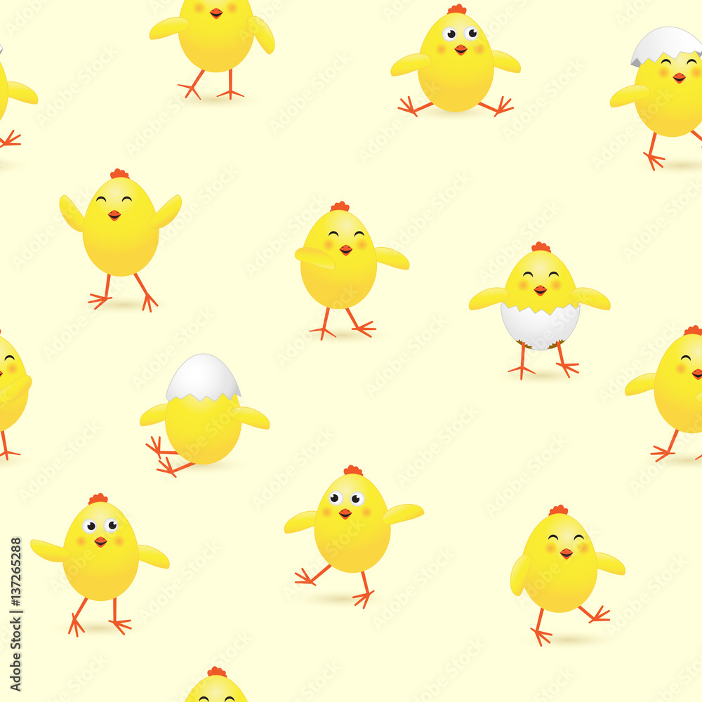 Seamless Easter background with chicks