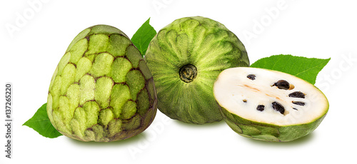 Cherimoya fruit on white