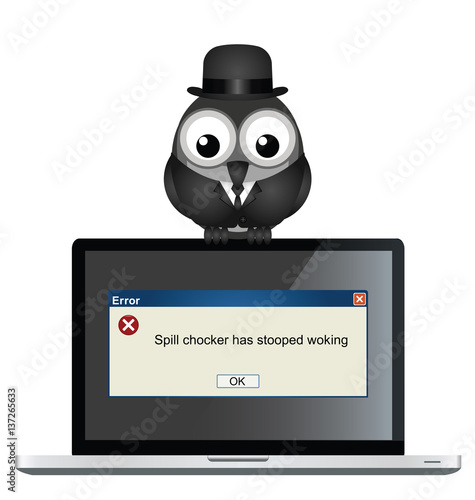 Comical spell checker error with misspelt message on laptop 