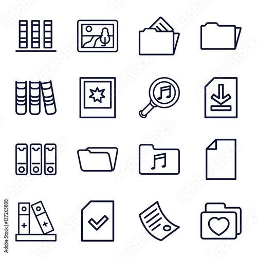 Set of 16 folder outline icons
