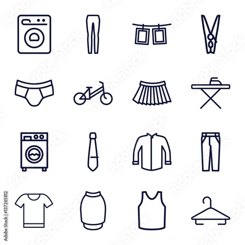 Set of 16 clothes outline icons