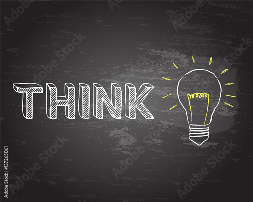 Think Light Bulb Blackboard