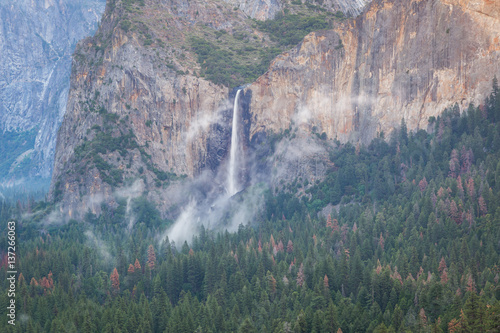 Bridalveil Fall as seen from Tunnel View, Yosemite National Park