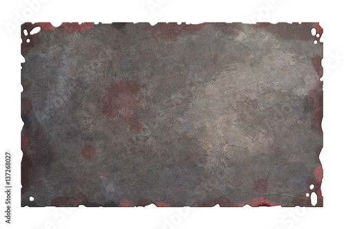 Realistic old rusty metal plate with holes