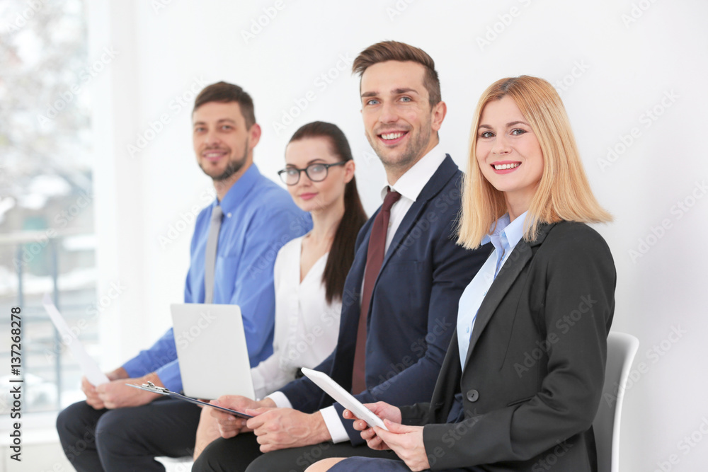 Group of people waiting for job interview, closeup Group of people waiting for job interview, closeup