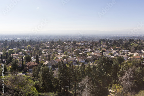 View of smog hanging over homes in the Los Angeles suburb of Porter Ranch in the San Fernando Valley.