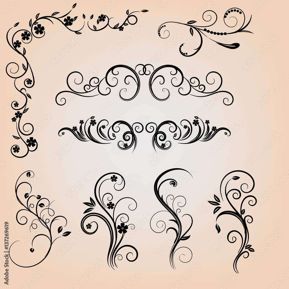 Floral calligraphic elements