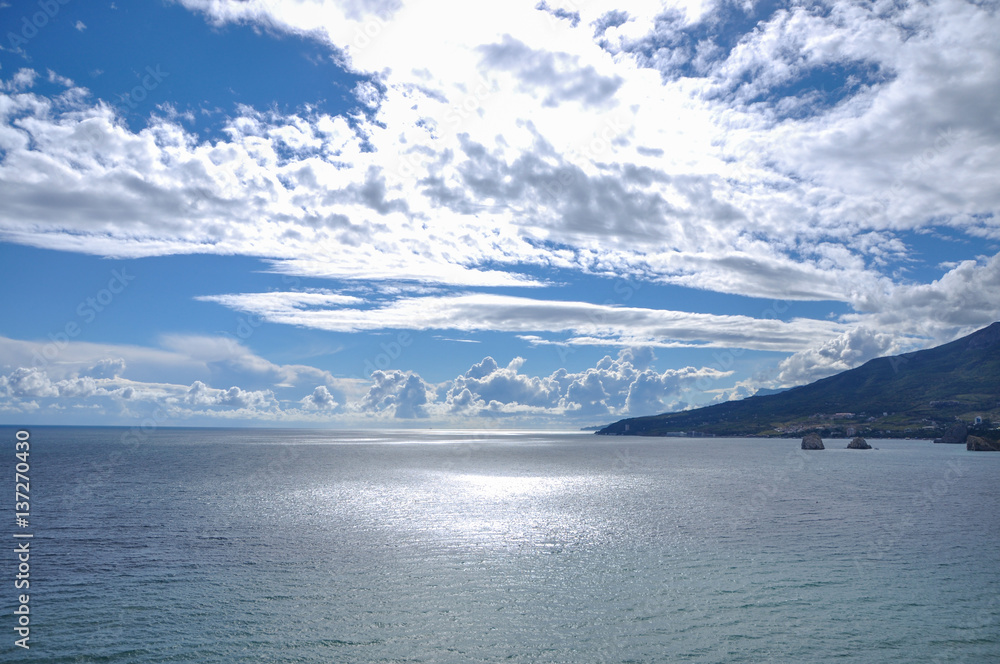 bright seascape with clouds on a sunny day in high quality