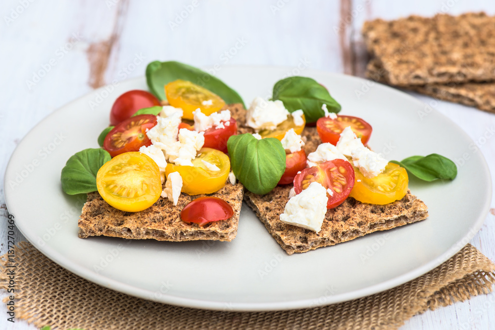 Healthy Snack from Wholegrain Rye Crispbread Crackers Healthy Snack from Wholegrain Rye Crispbread Crackers